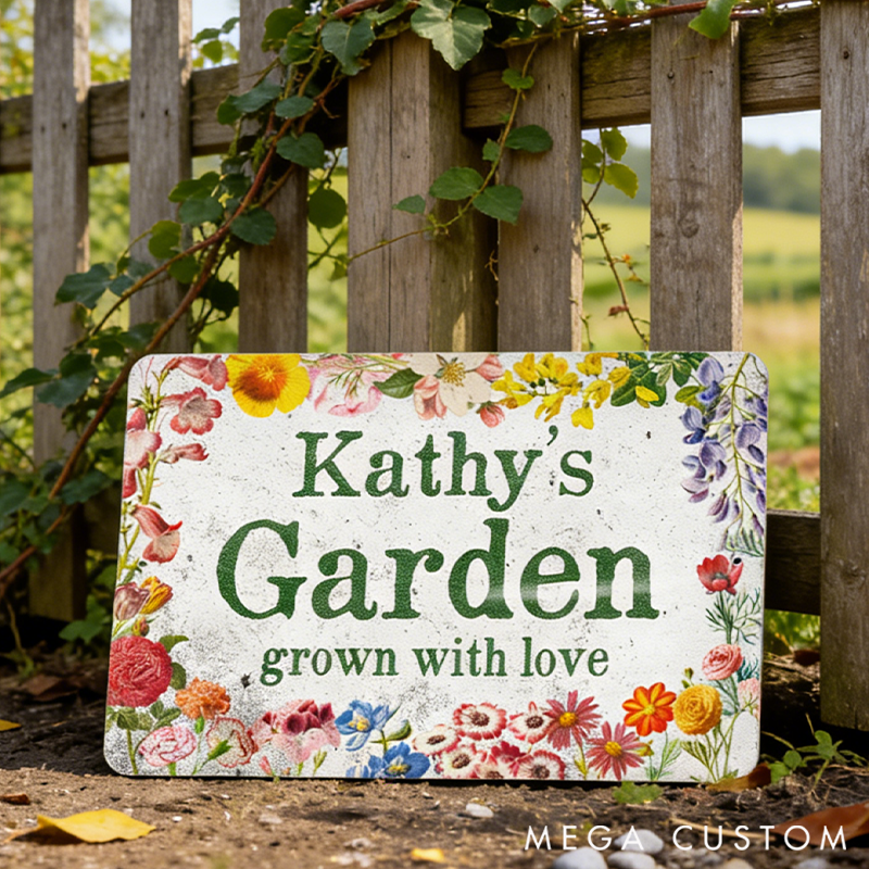 Personalized Flower Bed with Weathered Plaster Design Decor Custom Outdoor Decor Gifts for Mom Garden Lover Gift
