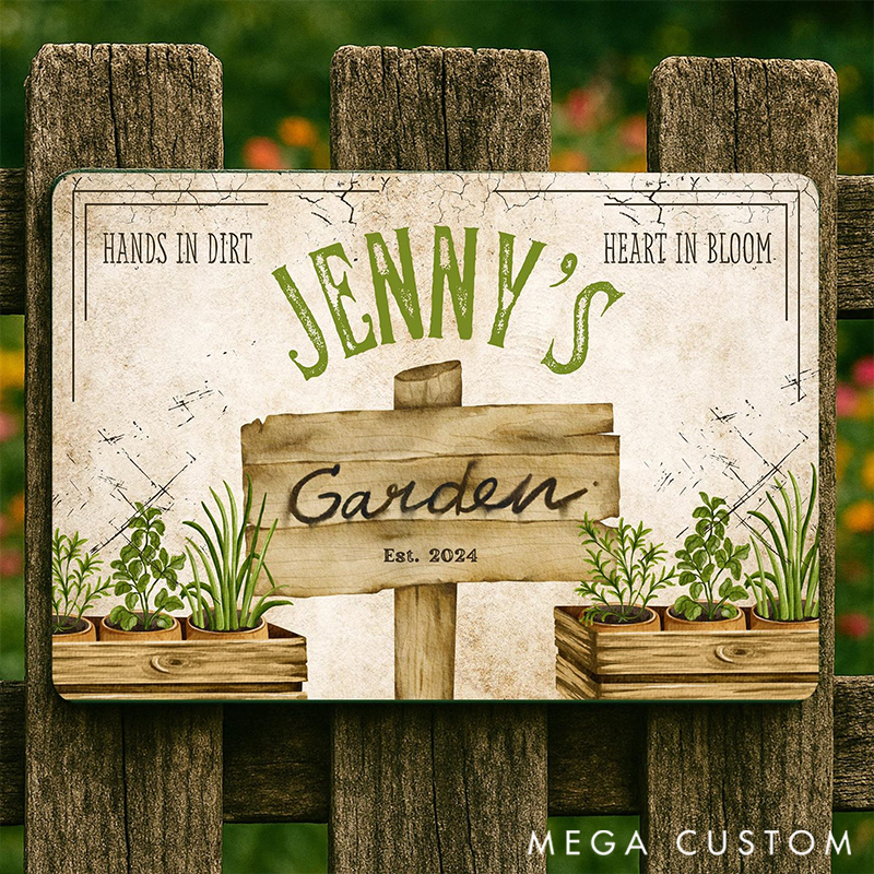 Personalized Herbs Garden Sign Decor Custom Outdoor Decor Gift for Mom for Her Garden Lover Gift