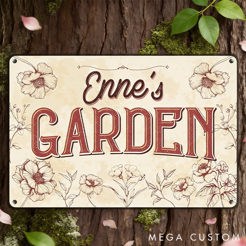 Personalized Custom Floral Metal Wall Plaque for Outdoor Yard Decor Custom Outdoor Decor Gift for Mom for Her Garden Lover Gift 