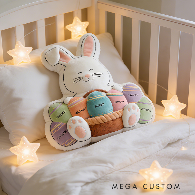 Personalized Easter Family Pillow Custom Name Pillow for Girls Kids Family Gift
