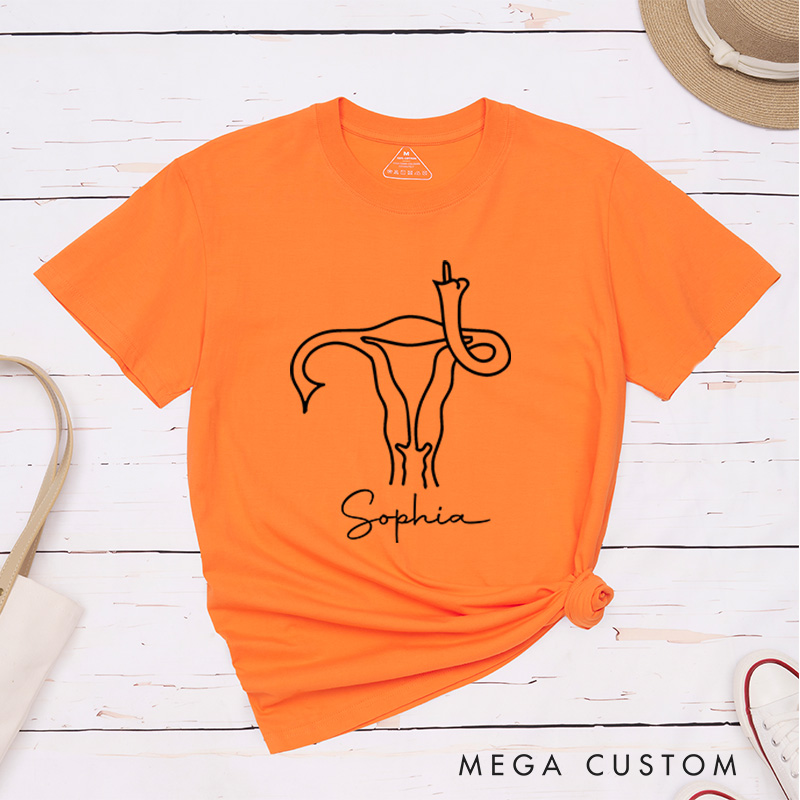 Personalized Middle Finger Uterus T-Shirt Cancer Warrior Gift Caring Gift for the Sick