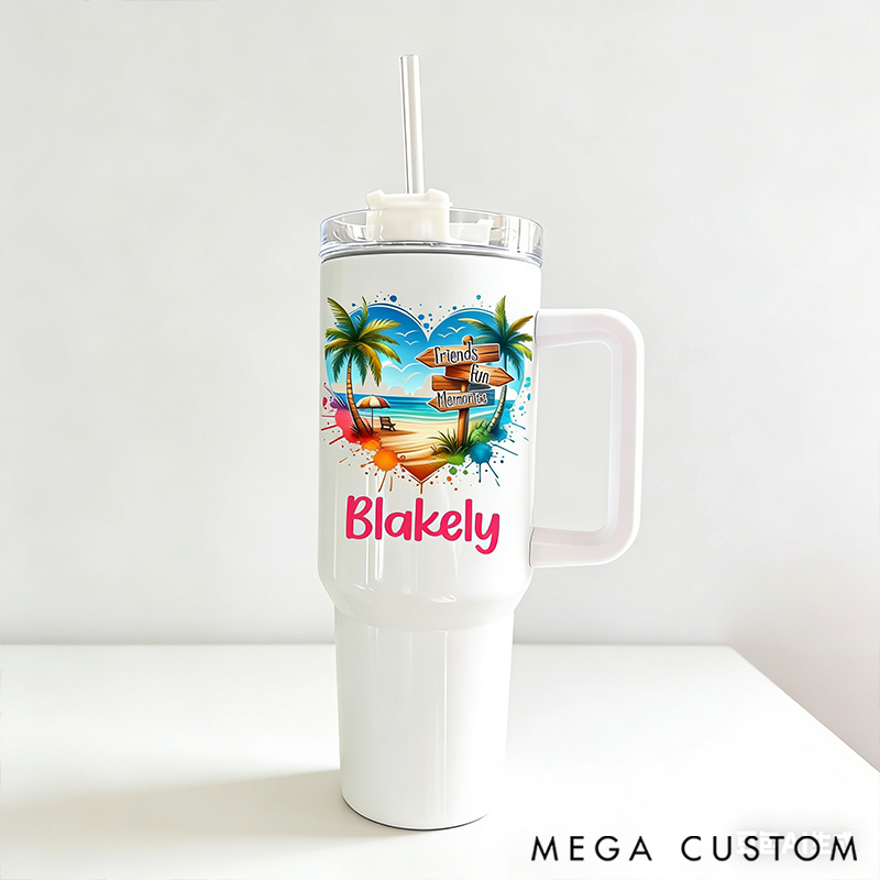 Personalized Vacation Tumbler Cruise gift Tumbler Travel Cup with Lid & Straw Custom Name Beach or Trip Gift Insulated Summer Tumbler