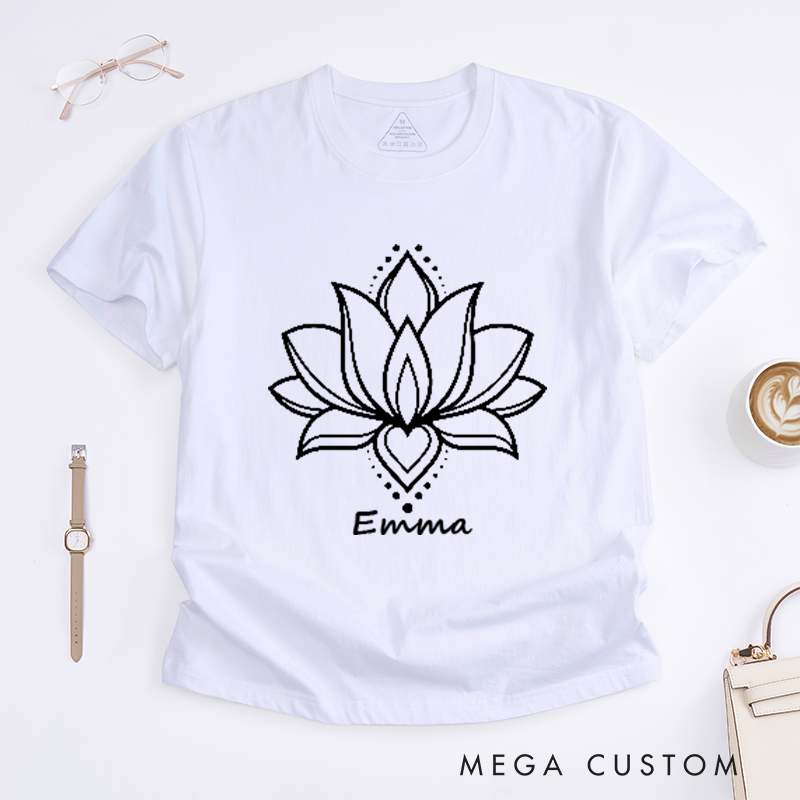 Personalized Namaste T-Shirt Lotus Flower T-Shirt Yoga T-Shirt Meditation T-Shirt Yoga Gift T-Shirt Zen T-Shirt Mandala Tee