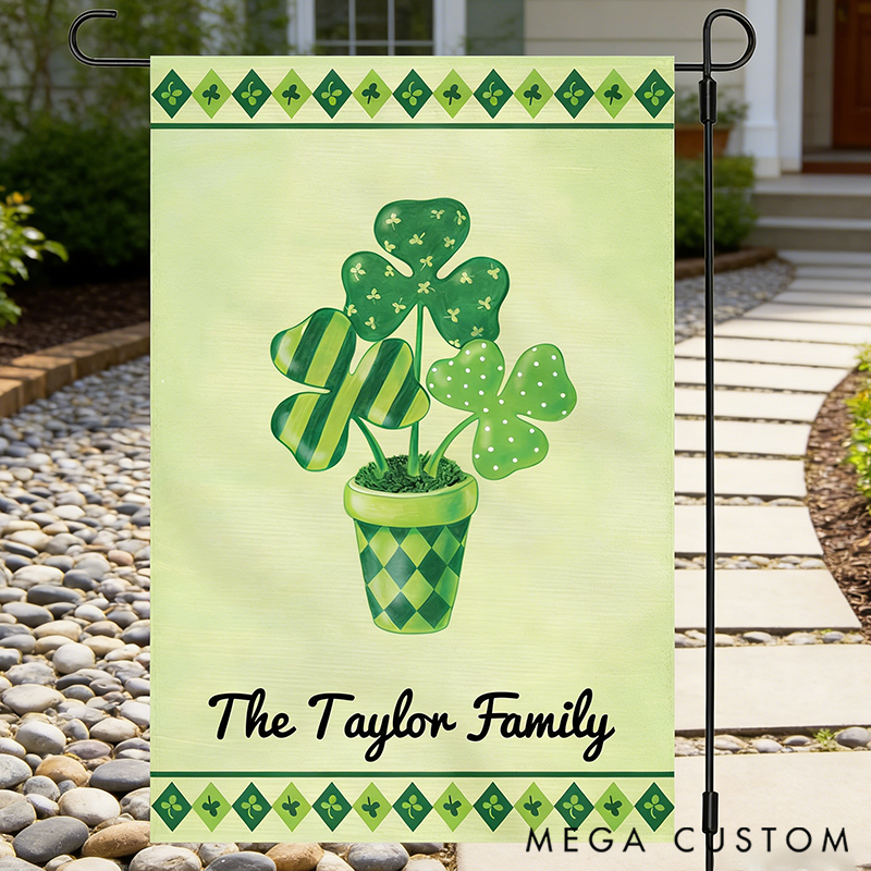 Personalized Welcome Shamrocks In The Bottle Happy St Patrick's Day Custom Garden Flag Gift for Gardening Lovers