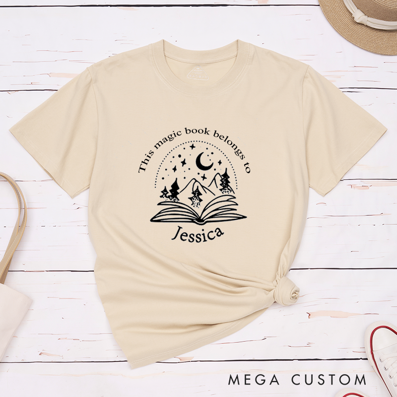 Personalized Book Lover T-Shirt Custom Name This Book Belongs To Design Unique Reader Gift Classic Unisex Tee Perfect for Readers Teachers Students Kids