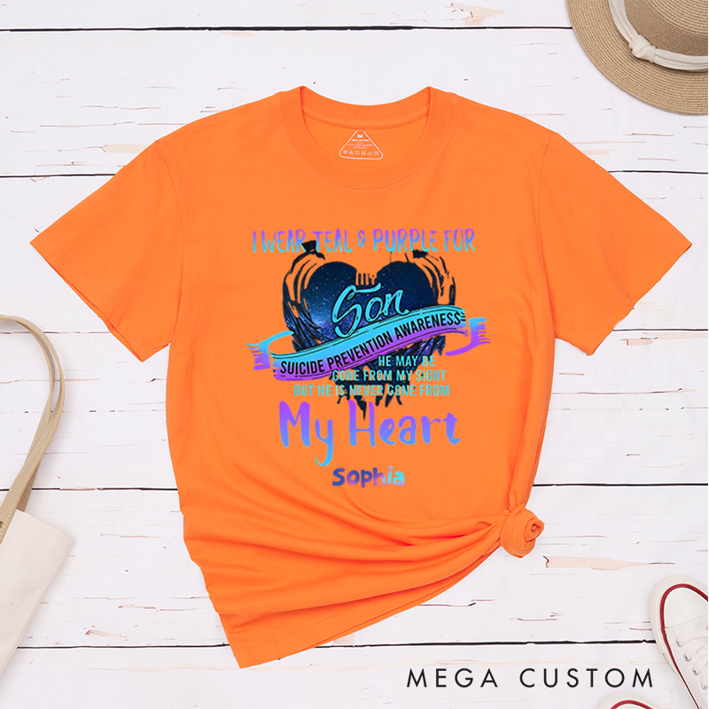 Personalized I Wear Teal and Purple for My Son Suicide Prevention Awareness Shirt Mental Health Gift