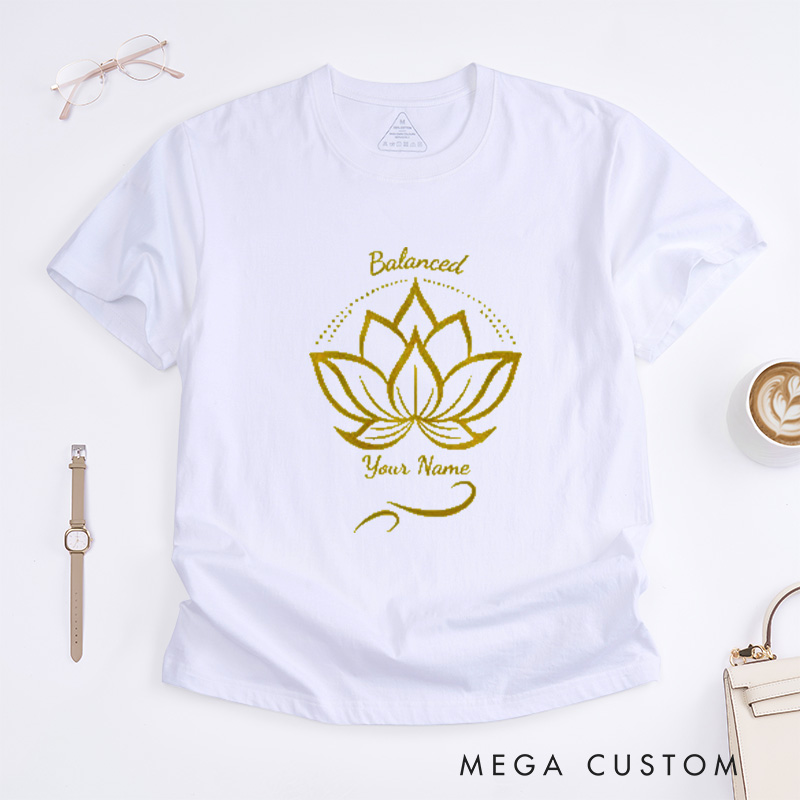 Personalized Lotus T-Shirt for Women Gift for Her Yoga Lover Gift Yoga Group T-Shirt Yoga Instructor Gift