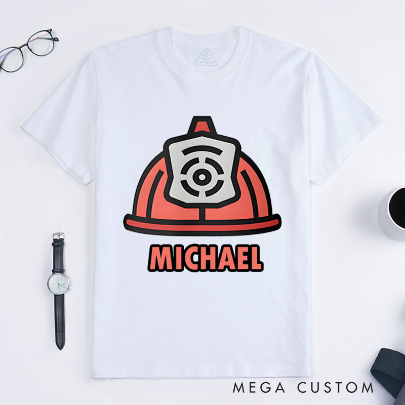 Personalized Firefighter T-Shirts Minimalist Firefighter Helmet Fashion Design T-Shirts