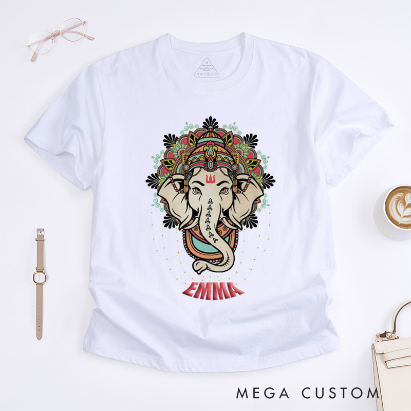 Personalized Iconic Ganesha T-Shirt Spiritual Yoga Meditation T-Shirt Religious T-Shirt Ganesh Lover T-Shirt Yoga Gift