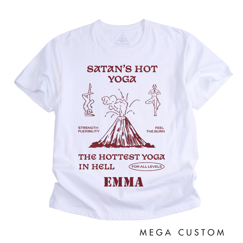 Personalized Satan Hot Yoga Doodle Style T-Shirt Strength Flexibility Yoga T-Shirt Funny Yoga Gift T-Shirt Yoga Lover T-Shirt