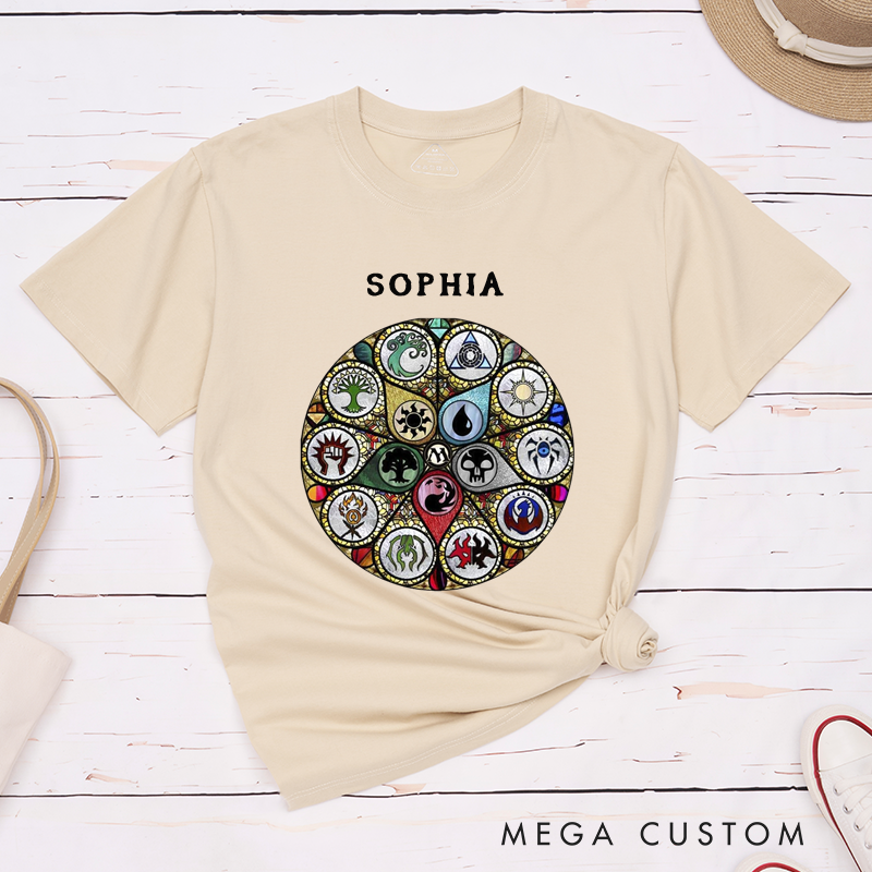  Personalized Elemental Crest Emblem Classic T-Shirts Customizable Unisex Gift Iconic Abstract Style Perfect for Fantasy Lovers and Creative Individuals 