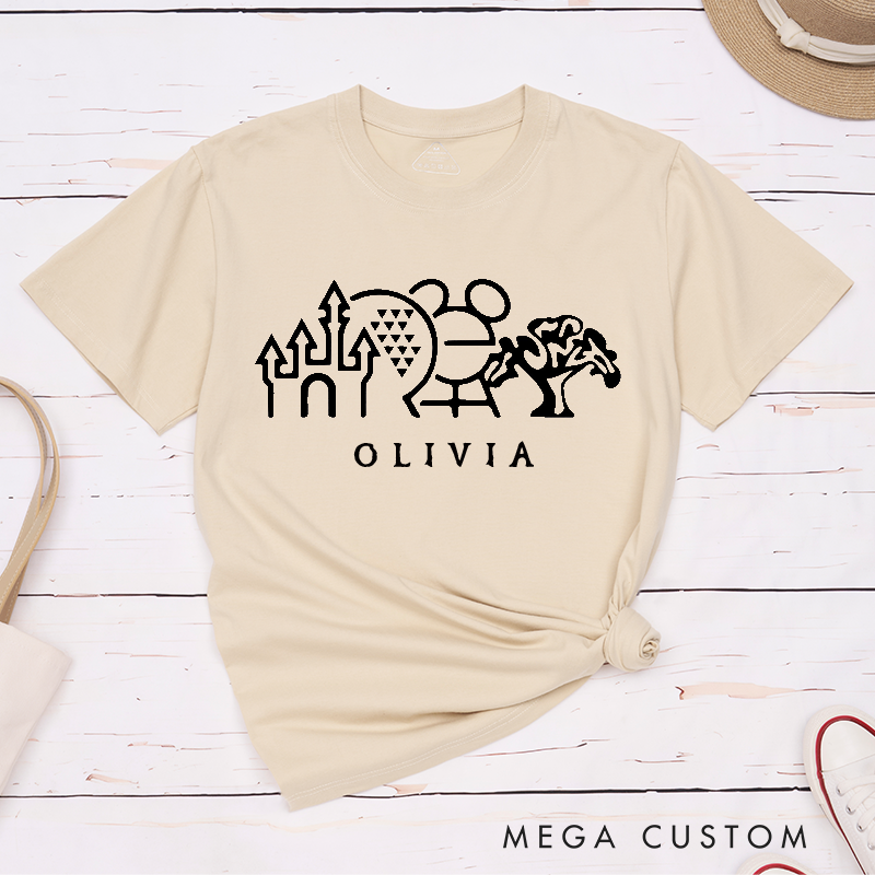 Personalized Classic T-shirt Custom Name Gift Unisex Unique Theme Park Family Vacation Shirt for Kids and Adults Perfect Travel Keepsake