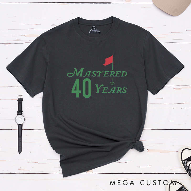 Personalized Mastered Age Years Golf Themed Milestone Celebration T-Shirt for Birthdays Anniversaries or Special Events