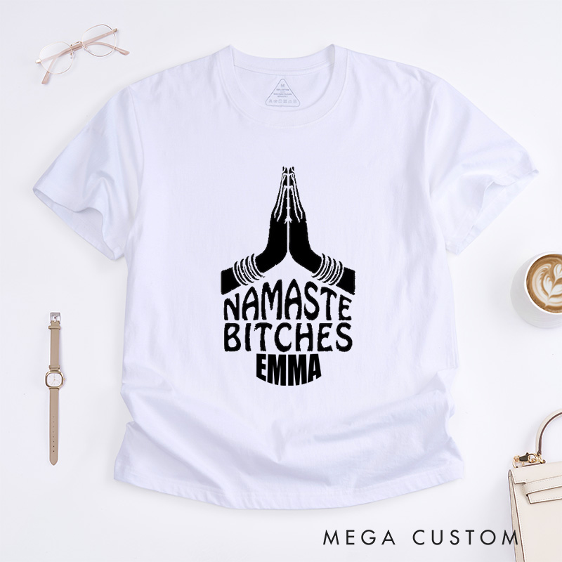Personalized Funny Namaste Yoga Yogi T-Shirt Positive Meditation Yoga Lover Workout Fitness Shirt Yoga Outfit Class Instructor Tee