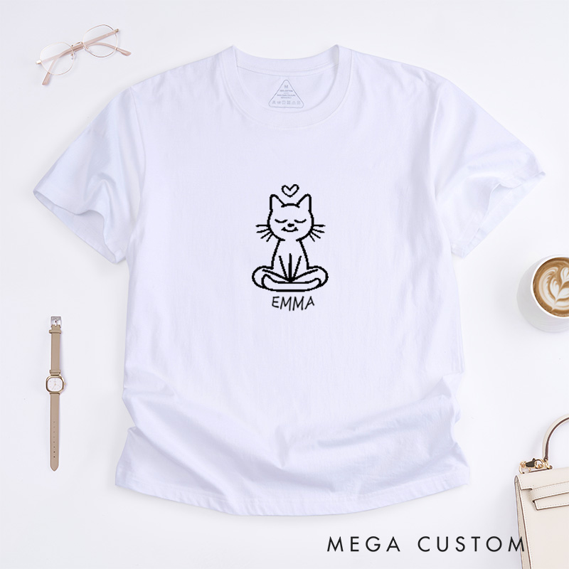 Personalized Cat Yoga T-Shirt Cut Cat T-Shirt Gift for Yoga Lover Cat Lover T-Shirt Yoga Teacher T-Shirt