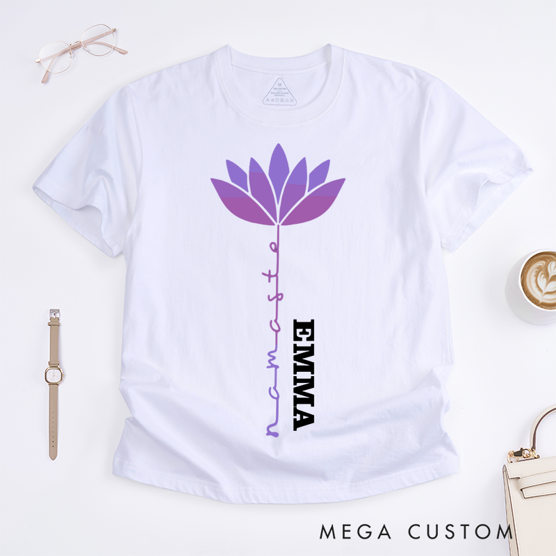 Personalized Yoga Lotus T-shirt Yoga Sports T-shirt Yoga Instructor T-shirt Women Yoga Gift
