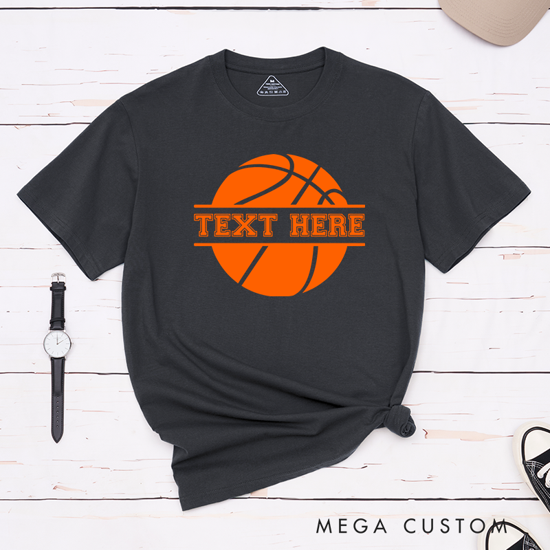 Personalized Basketball T-Shirt with Customizable Text Bold Basketball Graphic Design and Comfortable Fit Perfect for Fans Players and Team Spirit