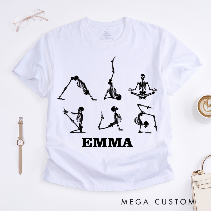 Personalized Yoga Skull T-Shirt Gothic Style T-Shirt Dark Style T-Shirt Yoga Lover T-Shirt