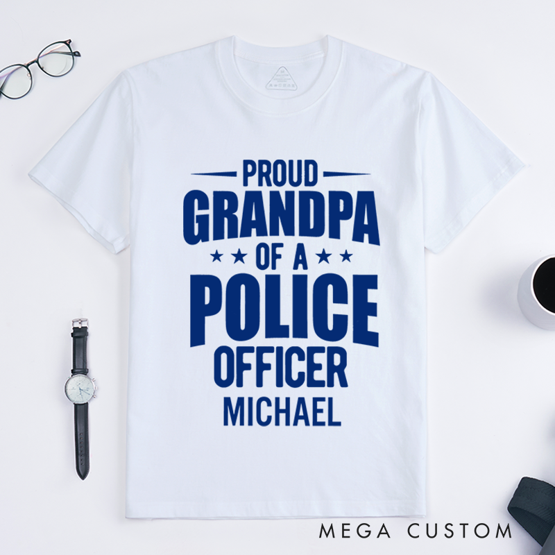 Personalized Policeman T-Shirts Proud Grandpa of a Police Officer Fashion Design T-Shirts