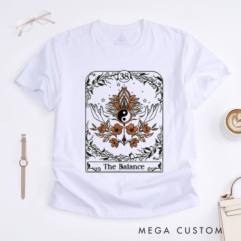 Personalized The Balance Custom Tarot Card Classic T-Shirt Retro T-Shirt Mystical Witch Meliora Tarot T-Shirt Ying Yang Yoga Tee
