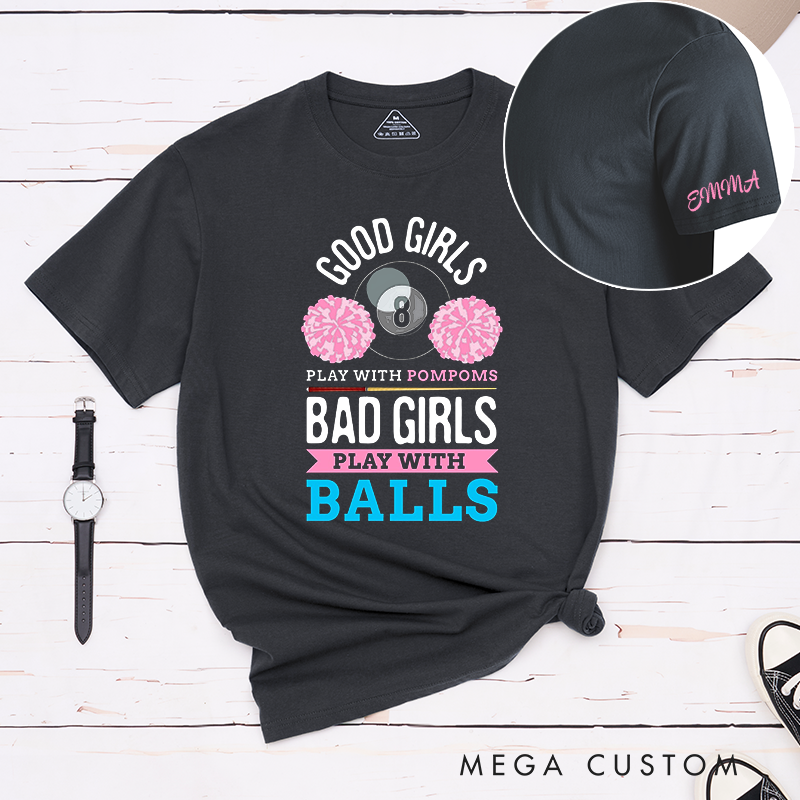 Personalized Pool T-Shirt with Your Name on the Sleeve for Bold Girls