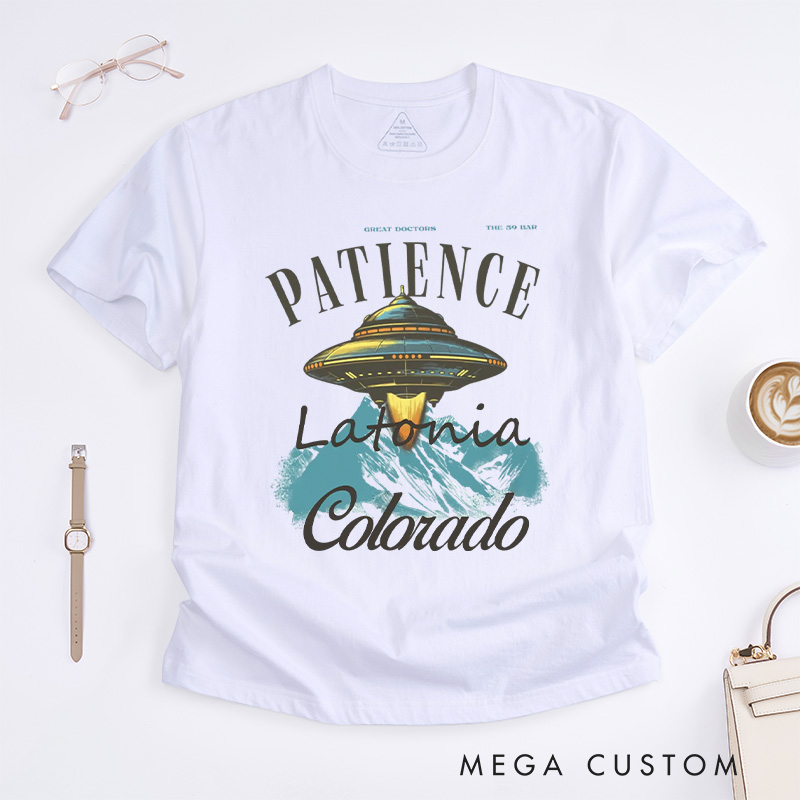 Personalized Patience Classic T-Shirts Alien UFO Tee Funny Retro Travel Poster Shirt Gift For Traveler