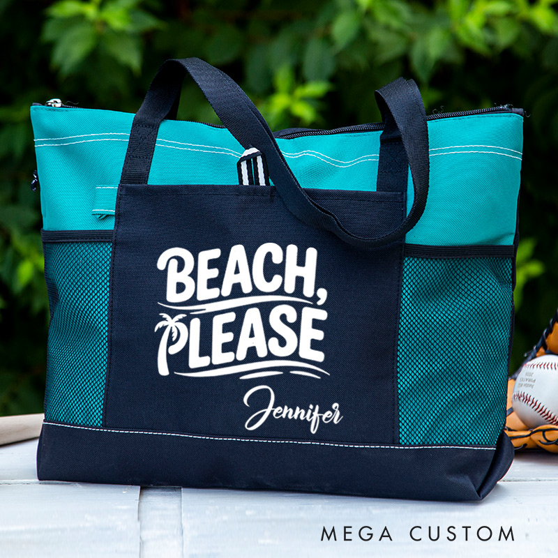 Personalized Beach Please Tote Bag Canvas Tote Travel Bag Gift for Traveling Lovers Vacation Gift