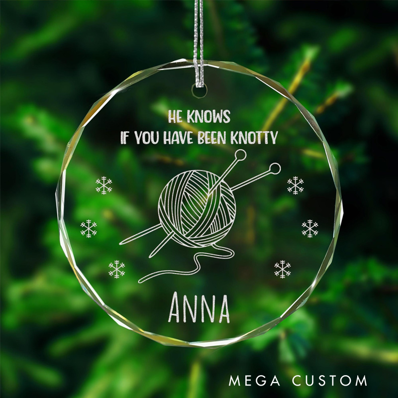 Personalized Knitting Crystal Ornament Christmas Gifts for Friend Unique Crocheting Gift Gifts for Crocheters