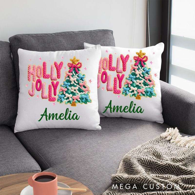 Personalized Christmas Throw Pillows Gift for Knitting Lovers