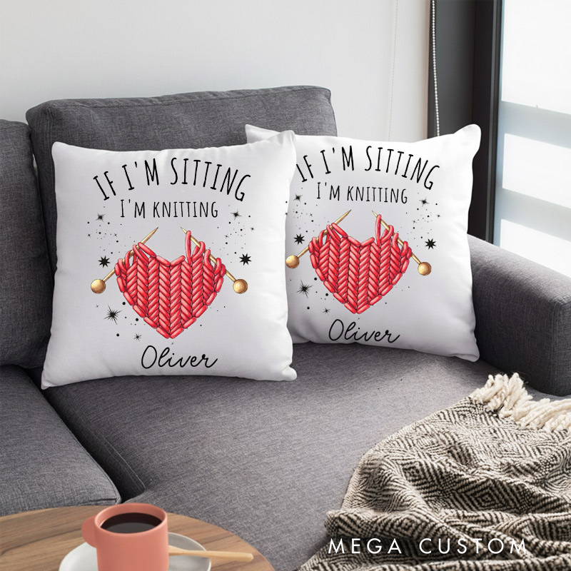 Personalized Knitting Throw Pillows Gift for Knitting Lovers