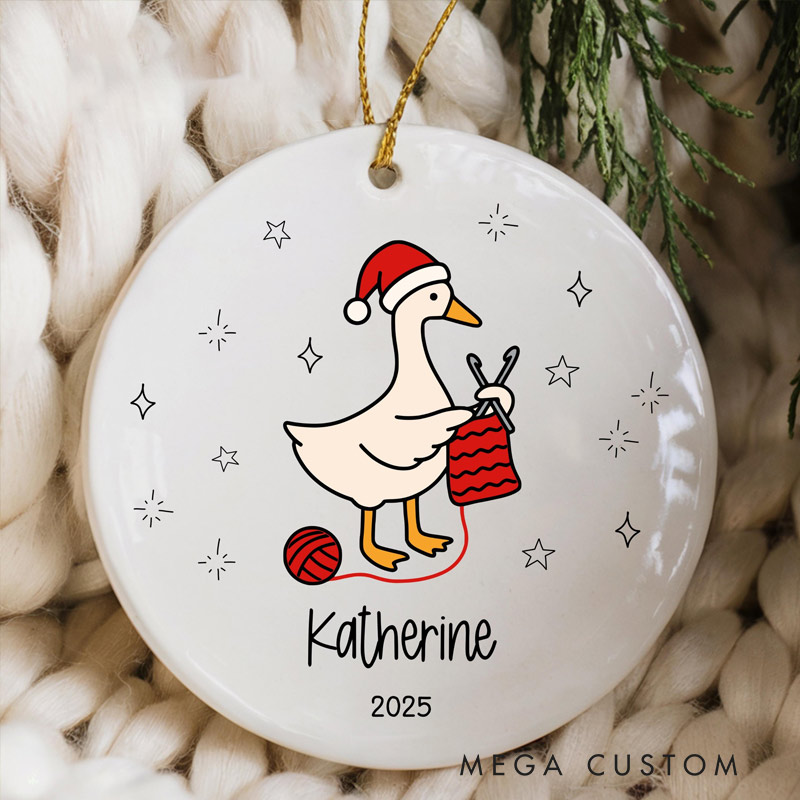 Personalized Crocheter Christmas Ornament Personalized Crochet Ornament 2025 Knitting Ornament Silly Goose Ornament Gift for Crocheter or Knitter Xmas