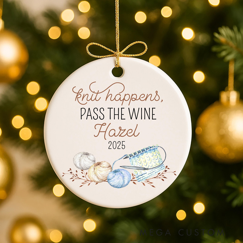 Personalized Knitting Inspired Christmas Gift Ornament for Mom