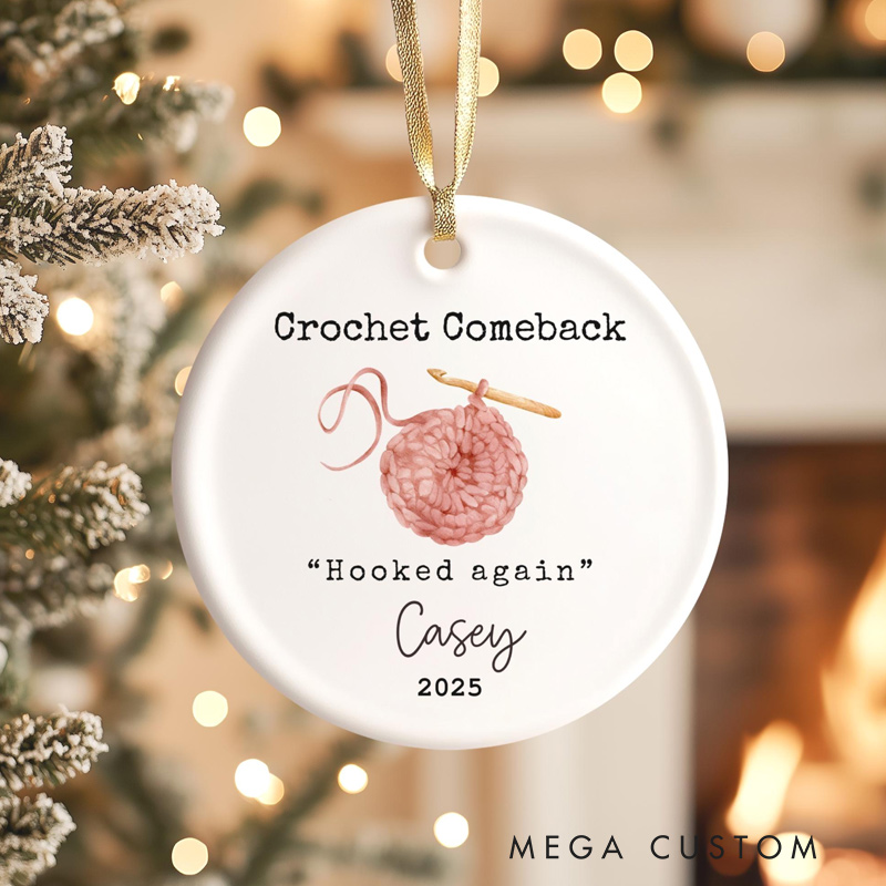 Personalized Knitting Ornament Funny Knitting Crocheting Gifts for Women Men Knitter Club Birthday Christmas Gift Crocheter Decor