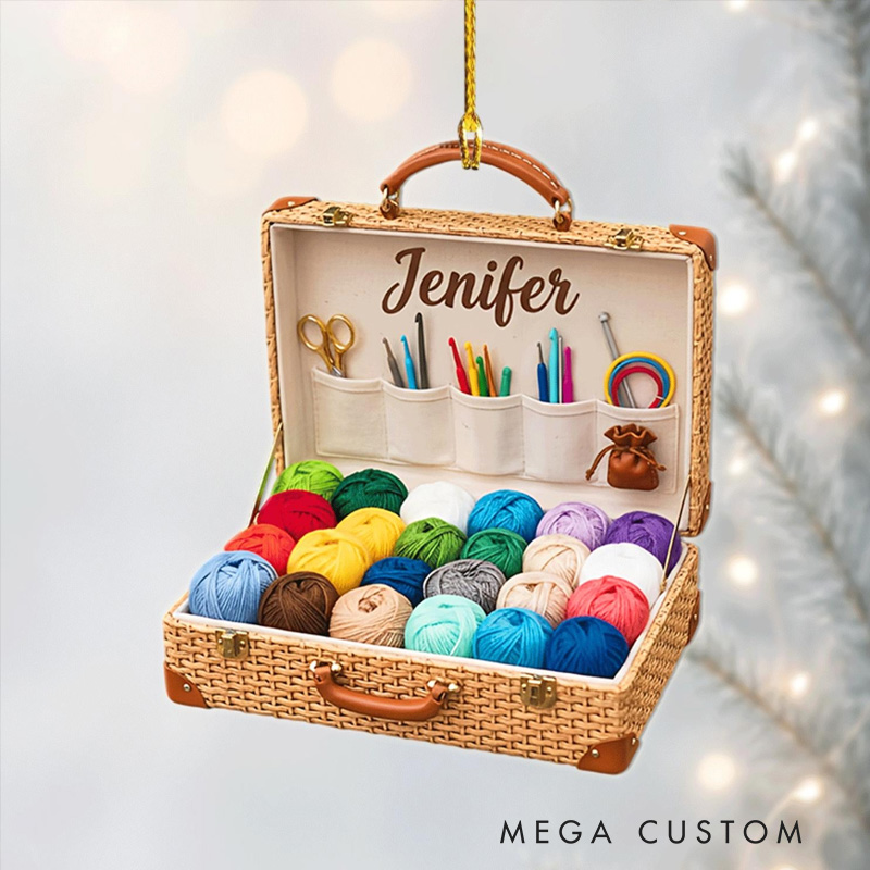 Personalized Yarn Box Ornament Acrylic Ornament for Knitting Lovers