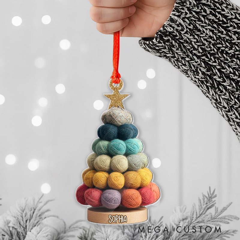 Personalized Yarn Ball Christmas Ornament Knitting Tree Decoration