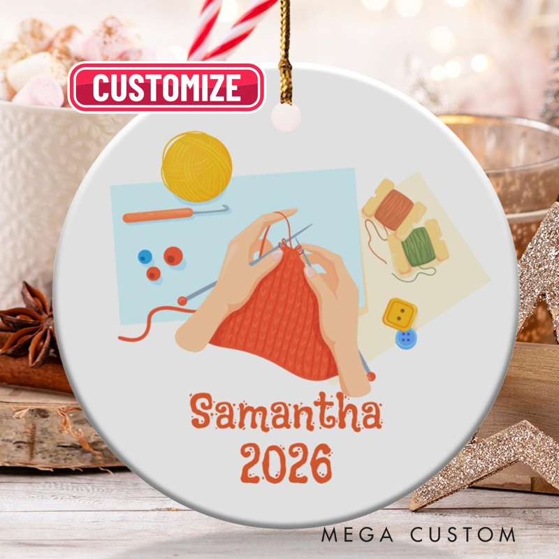 Personalized Knitting Name Ornament Hobby Gift for Knitter