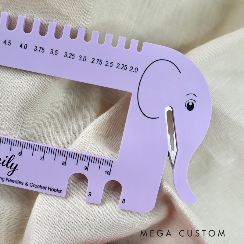 Personalized Knitting Elephant Sheep Needle Gauge Gift for Knitting Lovers