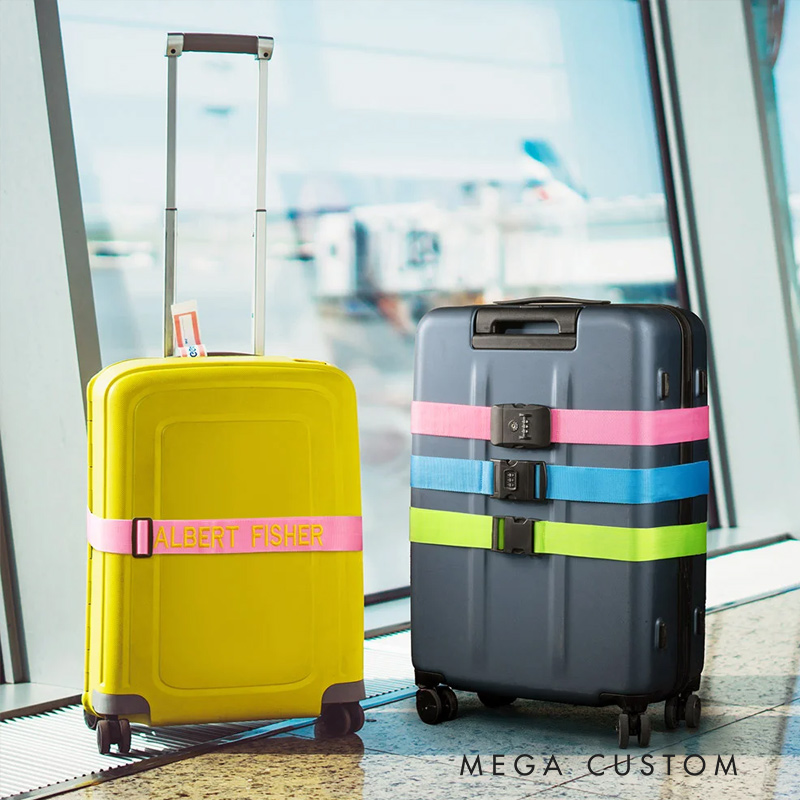 Personalized Adjustable Embroidery Name Luggage Strap for 20in - 28in Suitcase Travel Essential Birthday Gift for Travel Lover