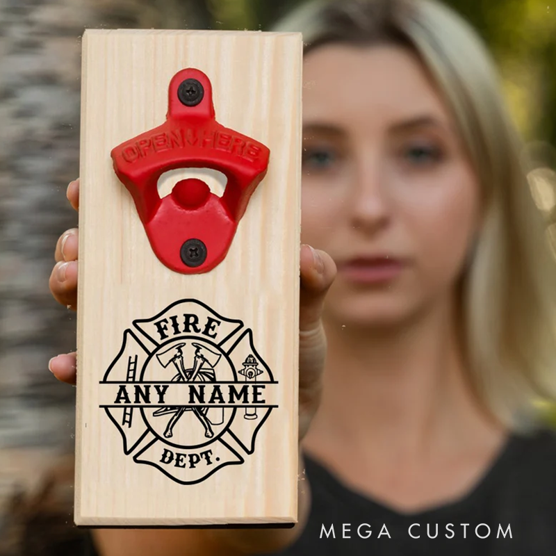 Personalized Firefighter Bottle Opener Custom Fireman Gift Fireman Gift for Dad