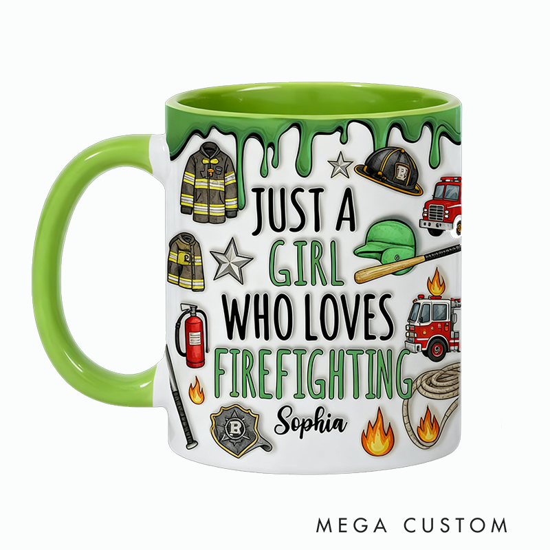 Personalized Firefighter Mugs Custom Firefighting Themed Mug for Girls