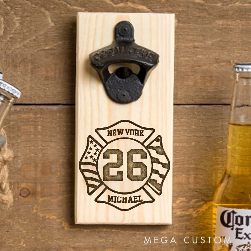 Personalized Firefighter Bottle Opener Custom Fireman Gift Fireman Gift for Dad