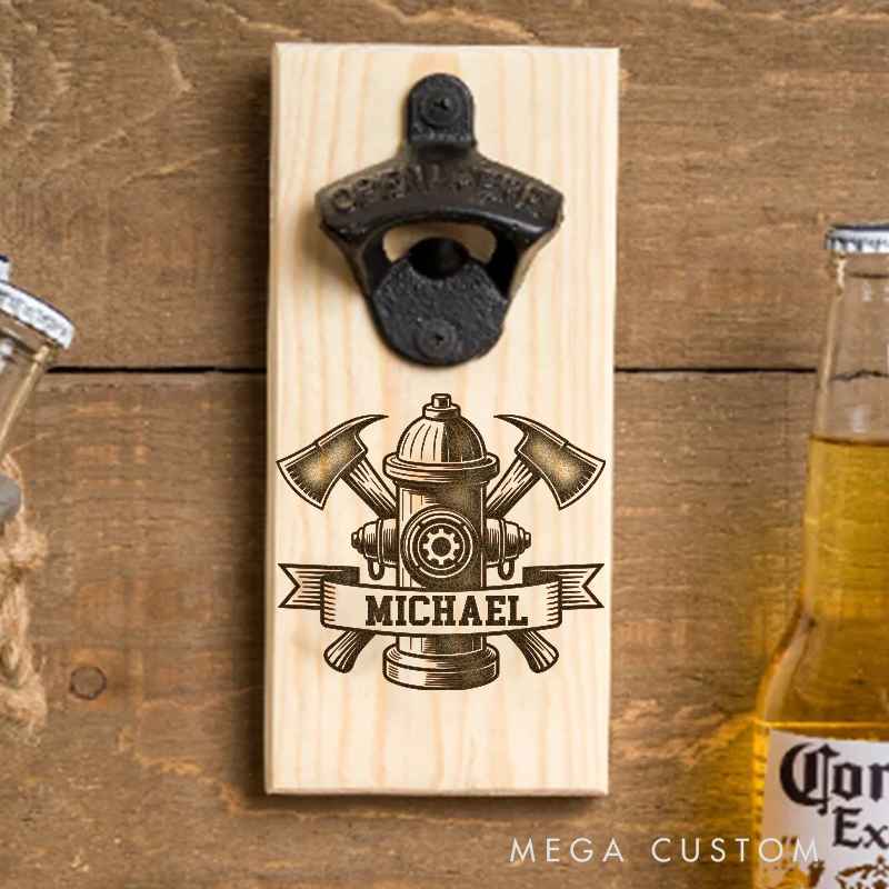 Personalized Firefighter Bottle Opener Custom Fireman Gift Fireman Gift for Dad