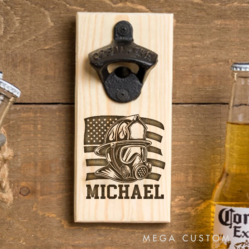 Personalized Firefighter Bottle Opener Custom Fireman Gift Fireman Gift for Dad