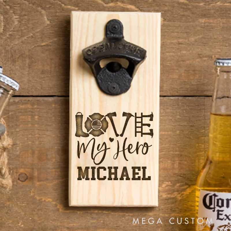 Personalized Firefighter Bottle Opener Custom Fireman Gift Fireman Gift for Dad