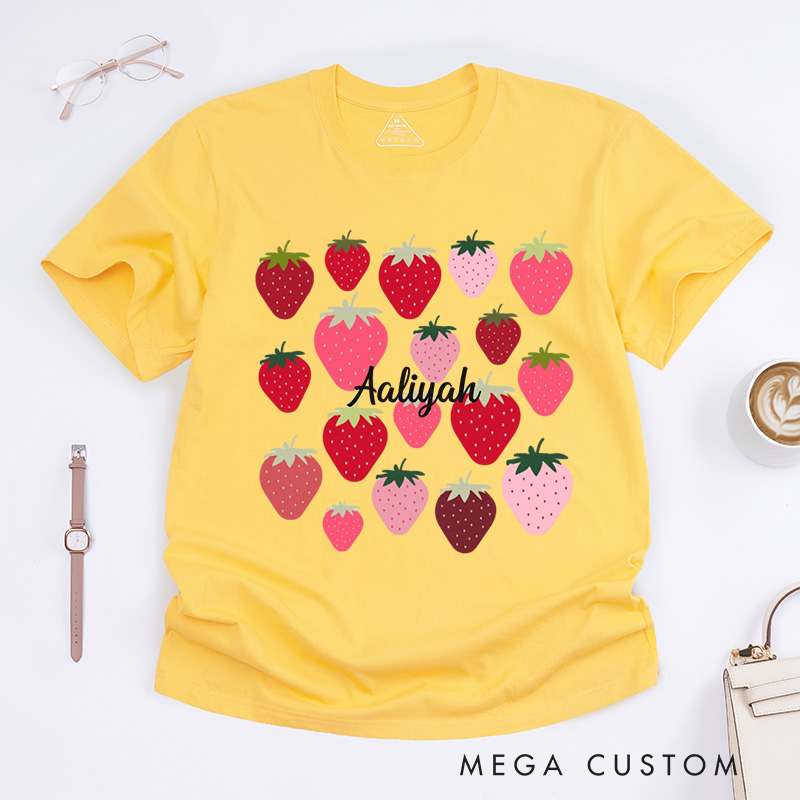 Personalized Strawberries Classic T-Shirts Aesthetic Shirt Strawberry Birthday Shirt Fruit Shirt Strawberry Shirt Plant Shirt Gardening Shirt Plant Lover