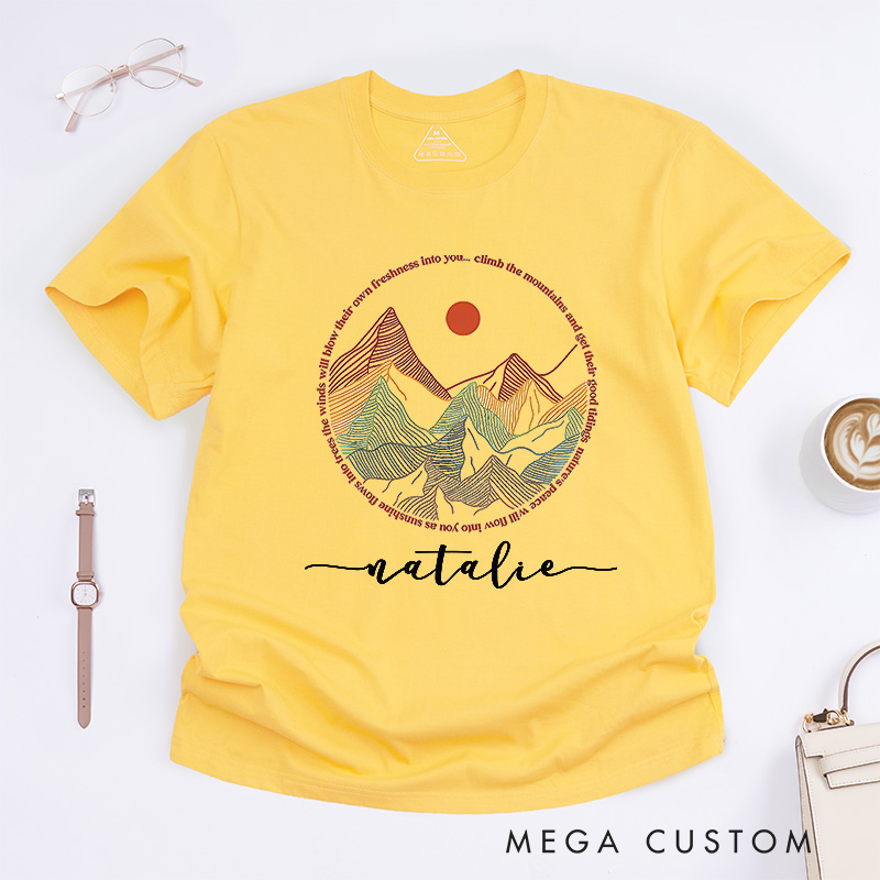 Personalized Mountains Outdoor Classic T-Shirts Hiking Shirt Adventure T-Shirt Vacation Shirt Wanderlust Explore More Tee Travel Shirt Forest Shirt