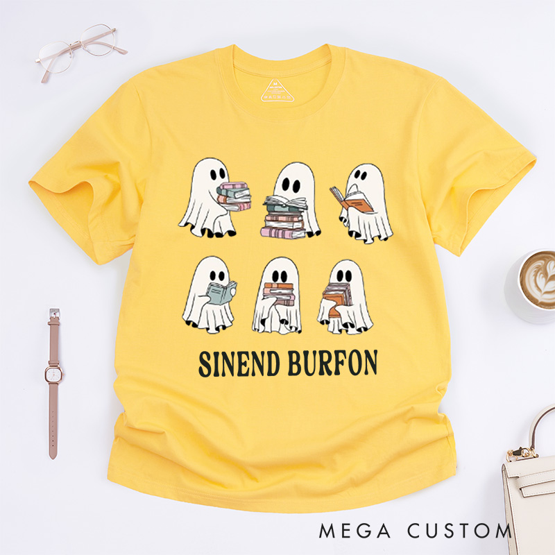 Personalized Cute Ghost Reading Book Halloween Classic T-Shirts Ghost Reading Book Girly Shirt Gift Trendy Bookworm Gifts