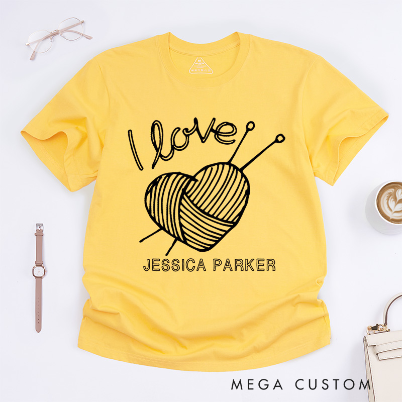 Personalized I Love Knitting Classic T-Shirts Knitting Shirt Gifts for Knitter Grandma Shirt Knitting Lover Shirt Grandma Knit Tee Gift