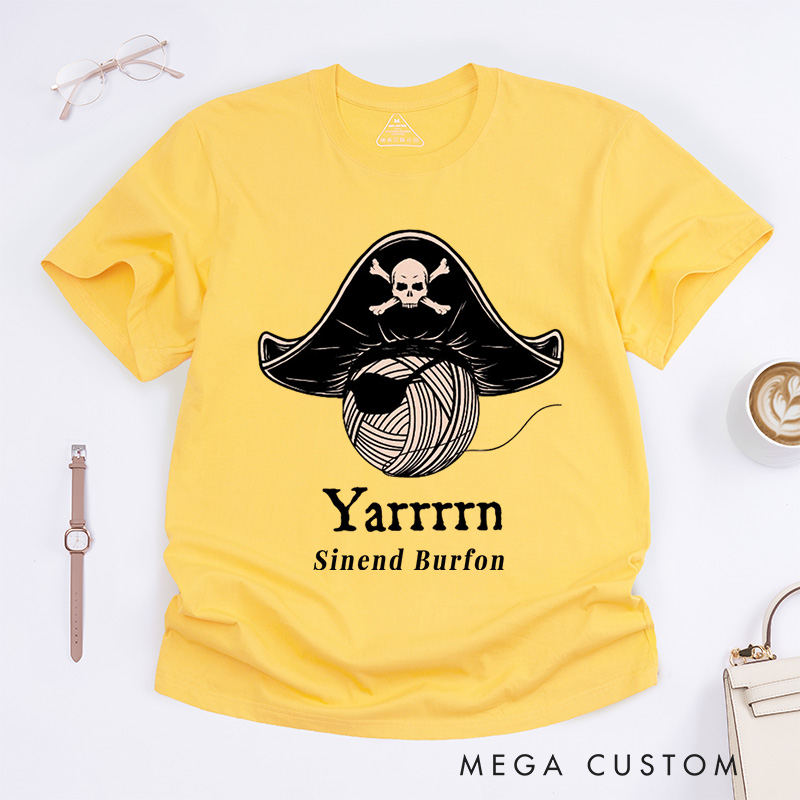 Personalized Yarn Knitting Classic T-Shirts Knit Shirts Crafty Shirts Knitter T-Shirt Custom Tee
