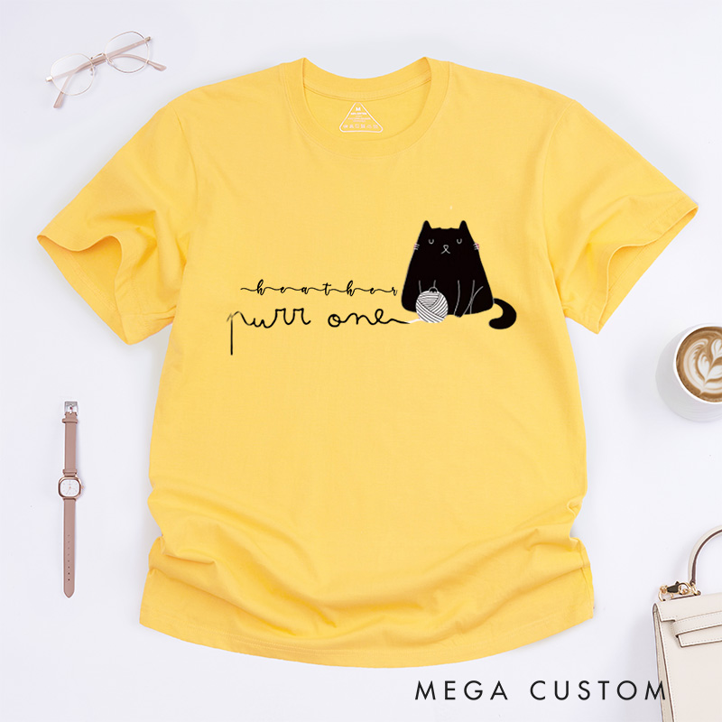 Personalized Knit Classic T-Shirts Knitting Shirt Cat Lover Gift Knitter Tee Custom GiftS